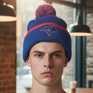 47 Brand YOUTH UNISEX  Toronto BLUE JAYS Knit Beanie with a Pom pom